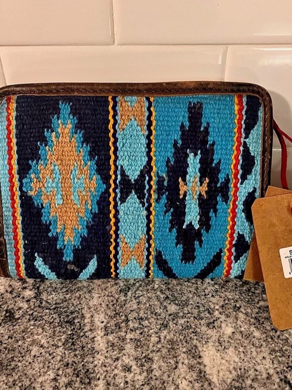 STS Ranchwear Mojave Sky Magnetic Wallet Leather Wallet in Blue & Brown NWT